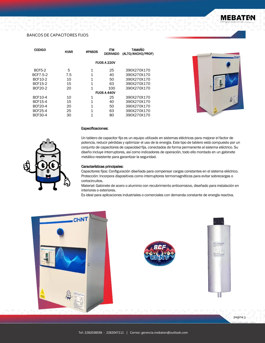 Catálogo de bancos de capacitores, página 3
