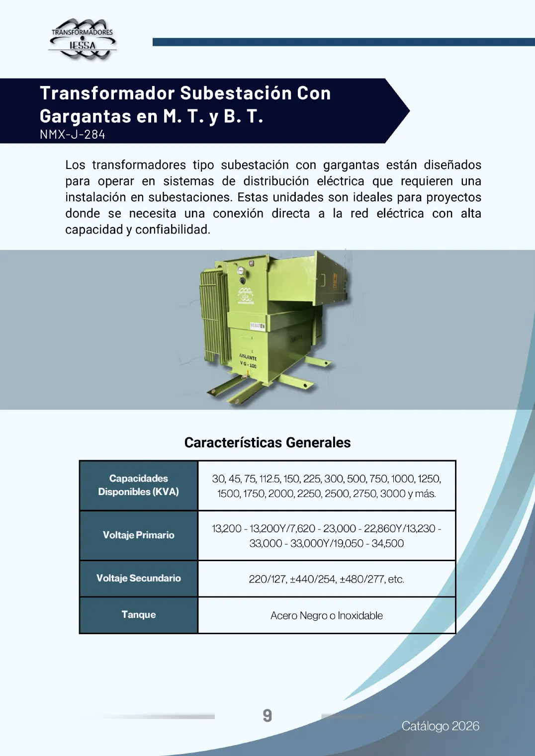 Catálogo de transformadores, página 9